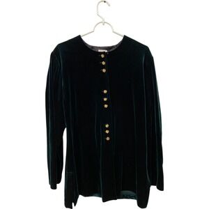 RM Richards Karen Kwong‎ Blazer Green Velvet Womens Size 14 Long Sleeve